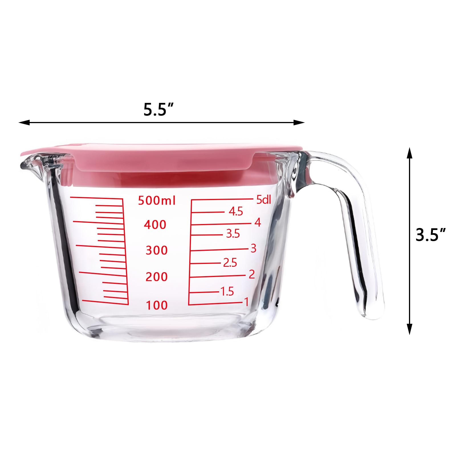 TRBIDRBO borosilicate glass measuring cup with pour spout for spill-free pouring