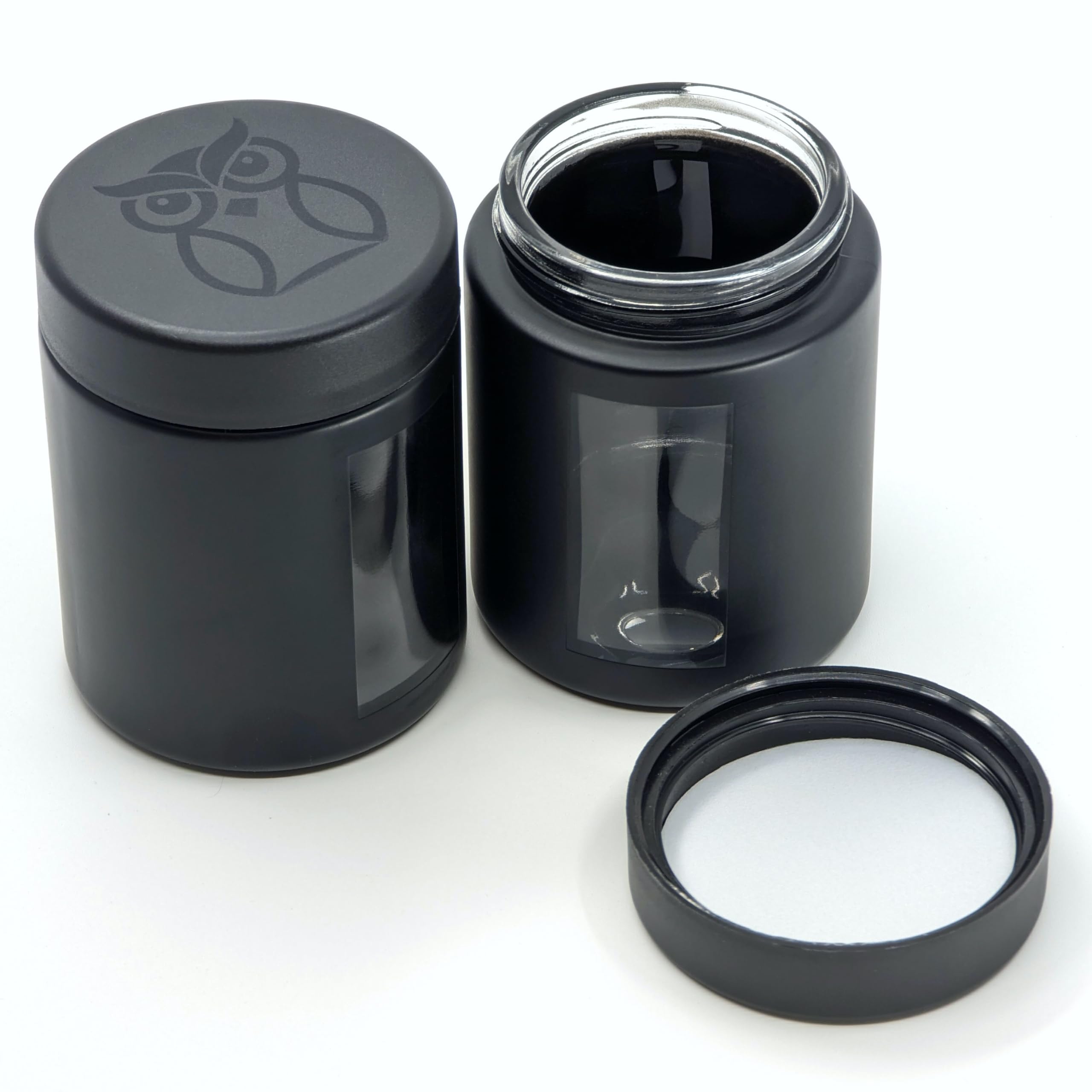 Treehouse Stash Jar matte black cap demonstrates secure, child-resistant design.