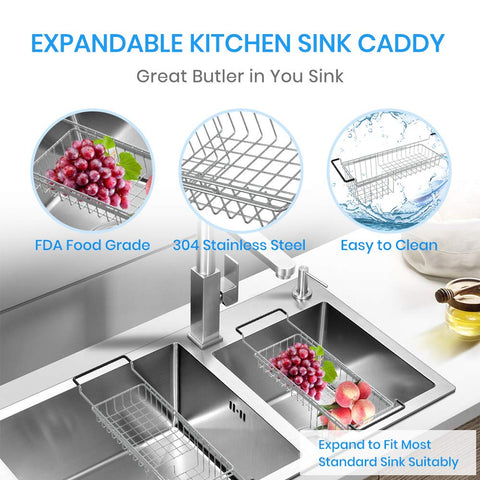 TreeLen Sink Caddy anti-skid ends stabilize over the sink