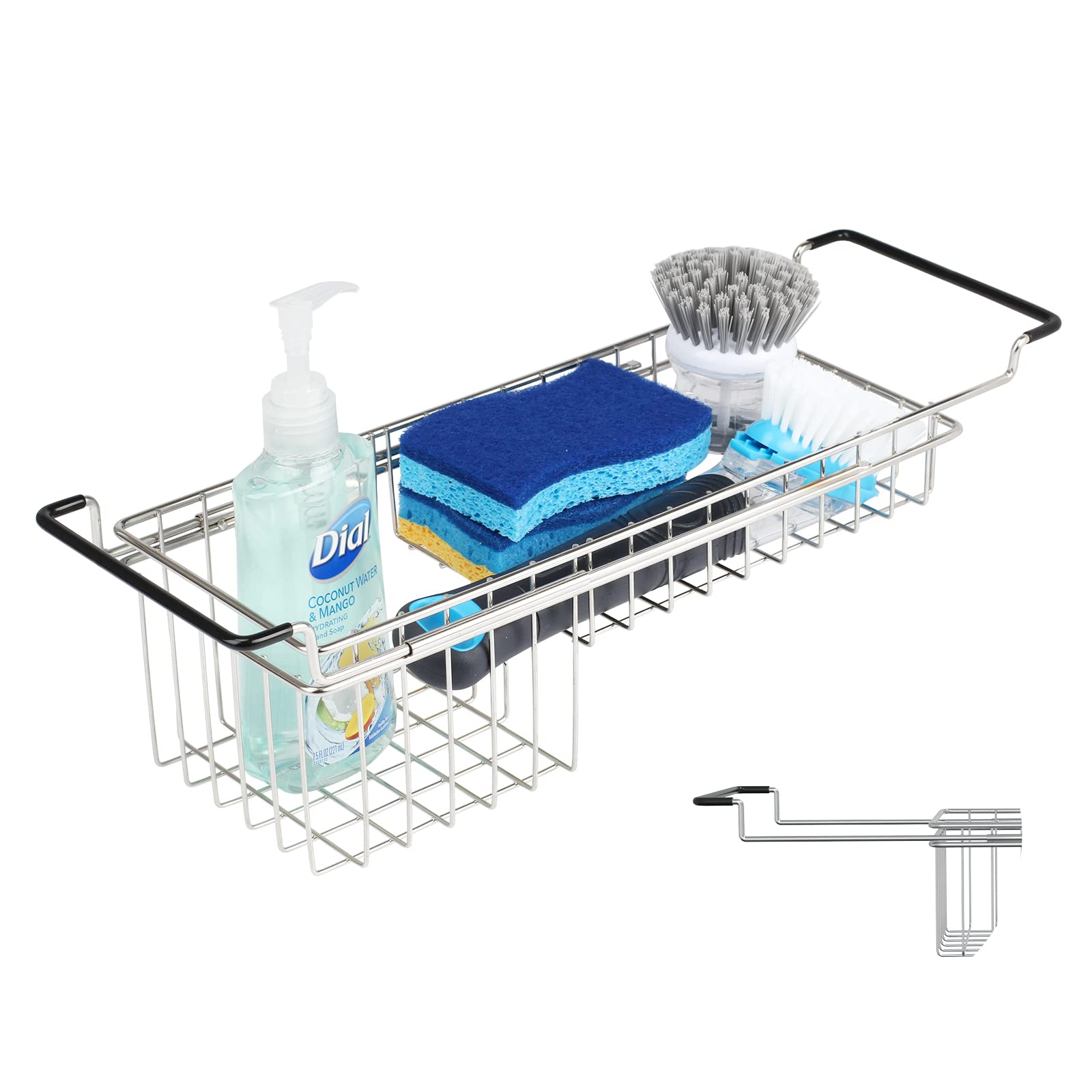 TreeLen Sink Caddy sponges organized and drying quickly under the sink