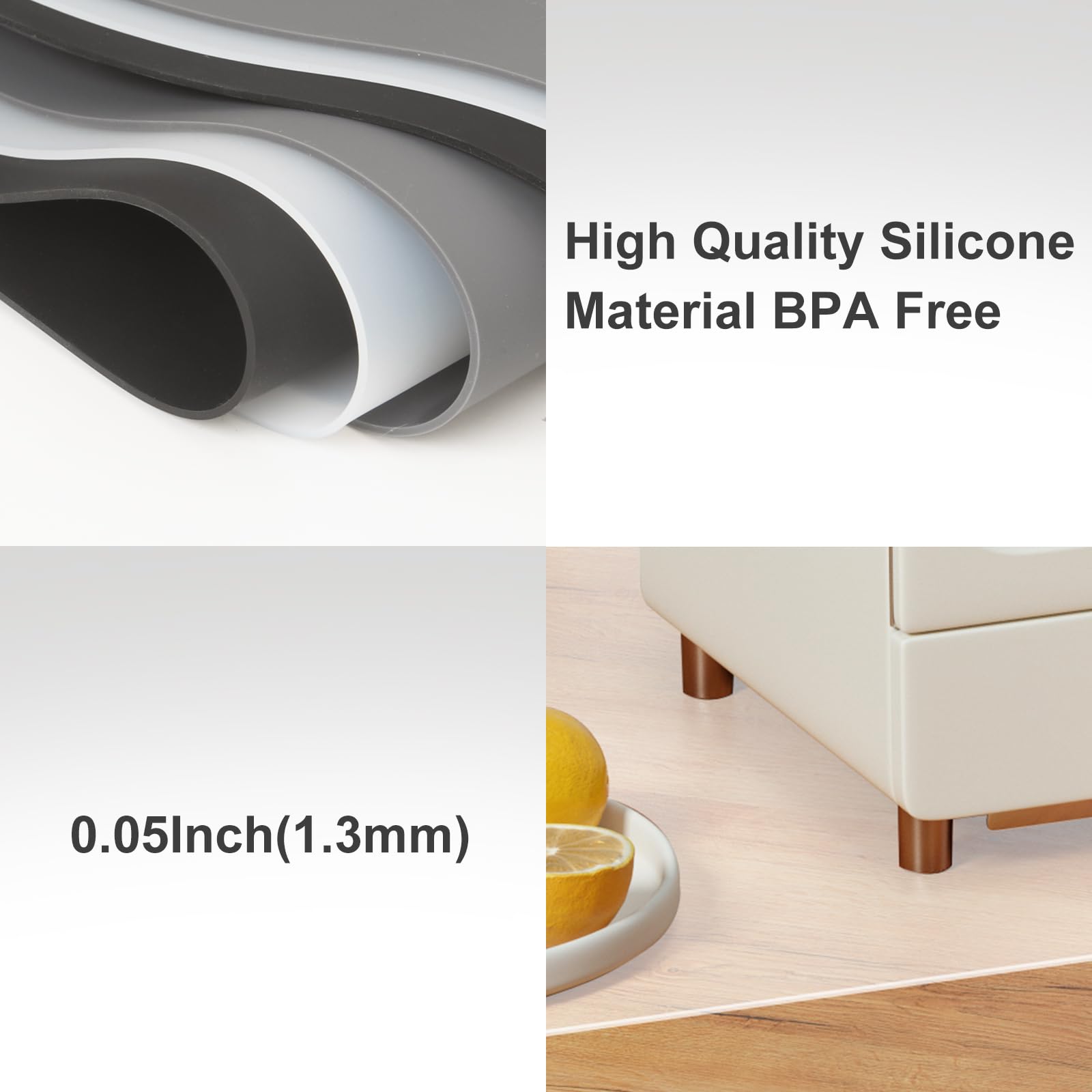Treerit non-slip silicone mat keeps workspace stable during prep.