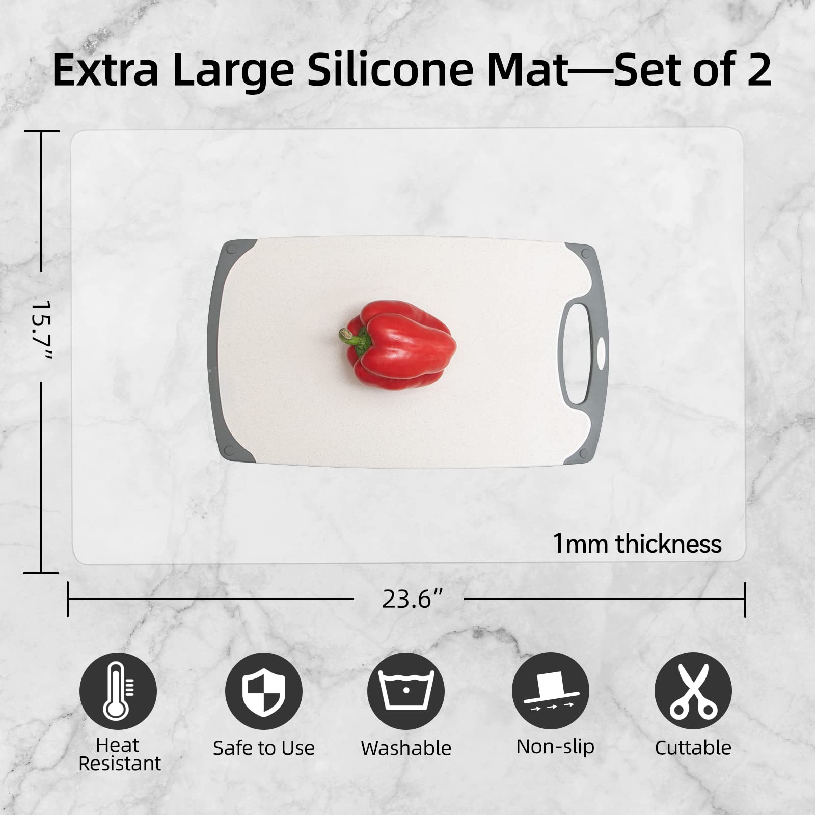 Treerit under air fryer silicone mat protects countertops while cooking.