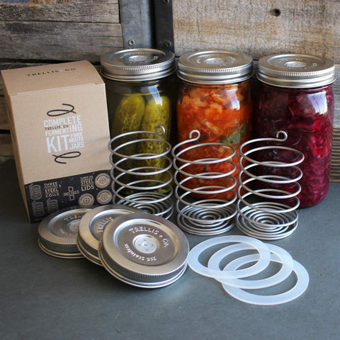 Trellis + Co. fermentation lid in action on a jar.