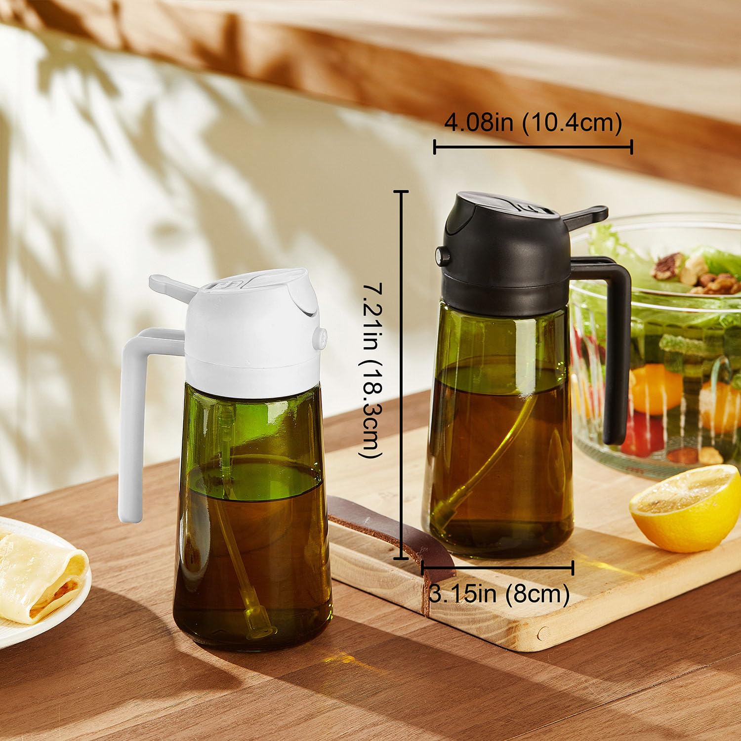 TrendPlain countertop olive oil dispenser in black and white
