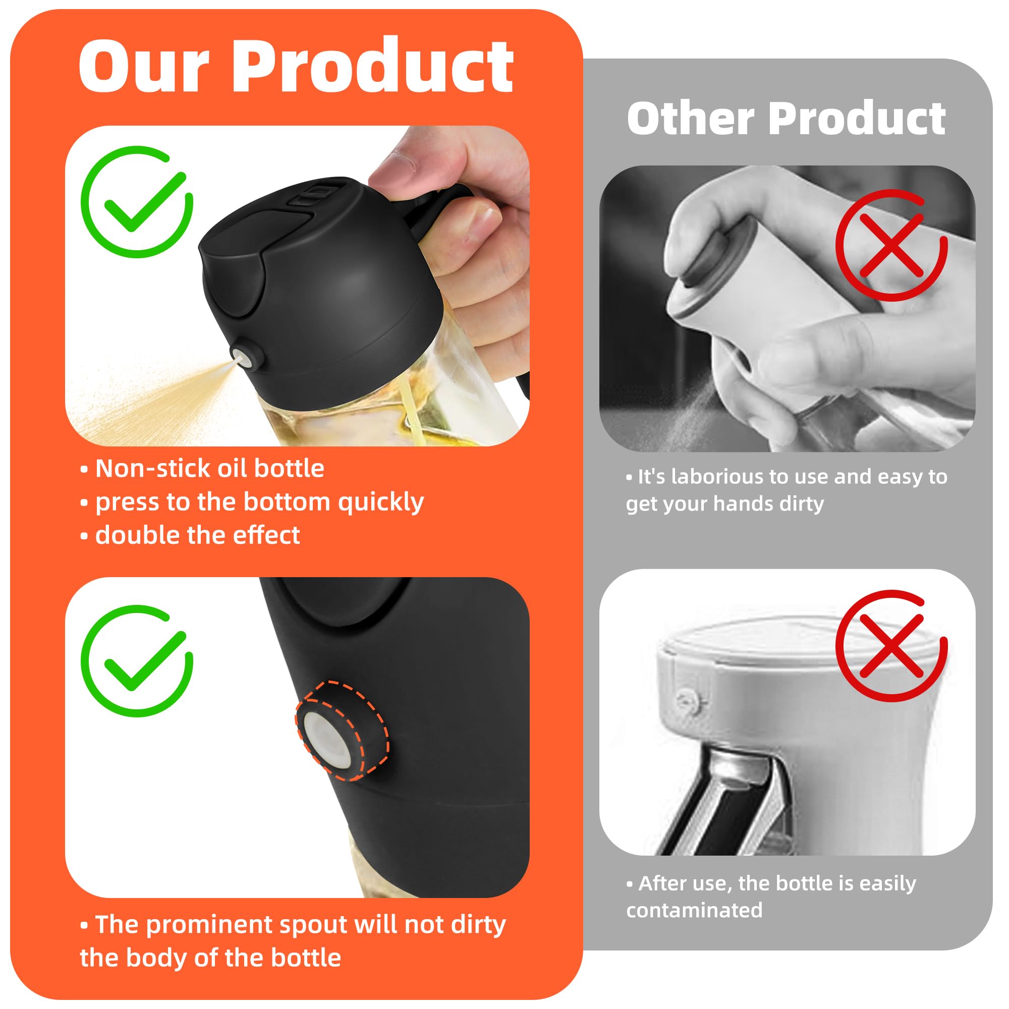 TrendPlain heat-resistant oil sprayer keeps your countertop clean during high-heat recipes.