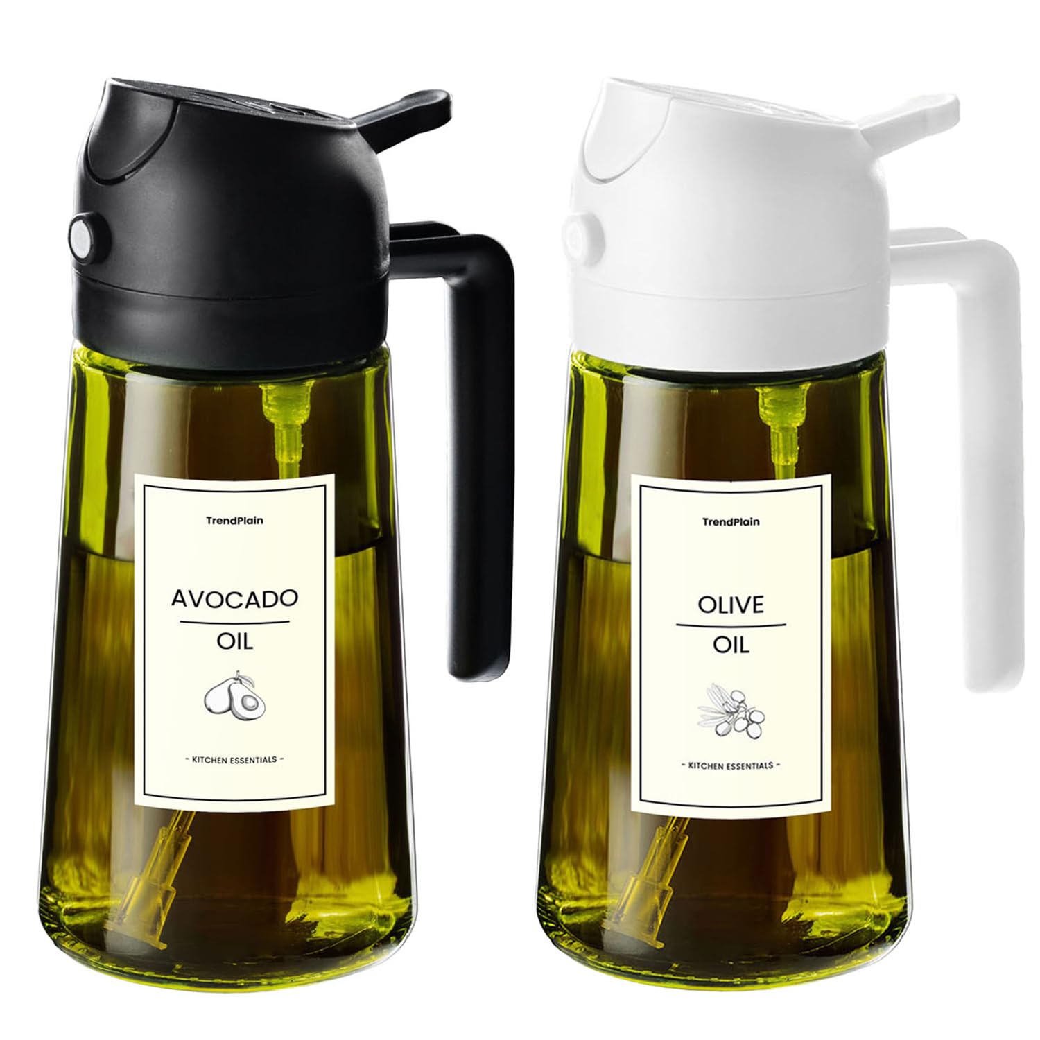 TrendPlain olive oil dispenser bottle front view for easy pouring