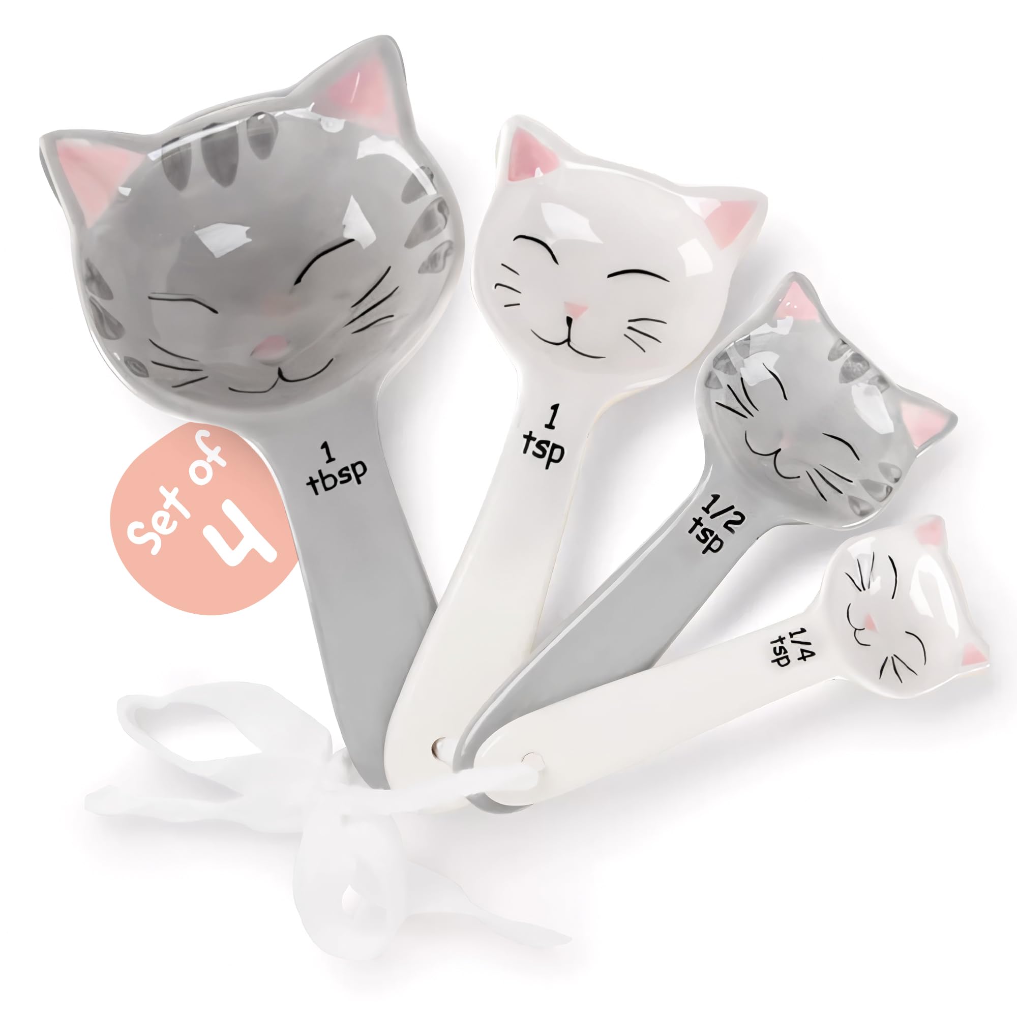 Trendsettings cat-shaped spoons with a smiling design for precise measuring.