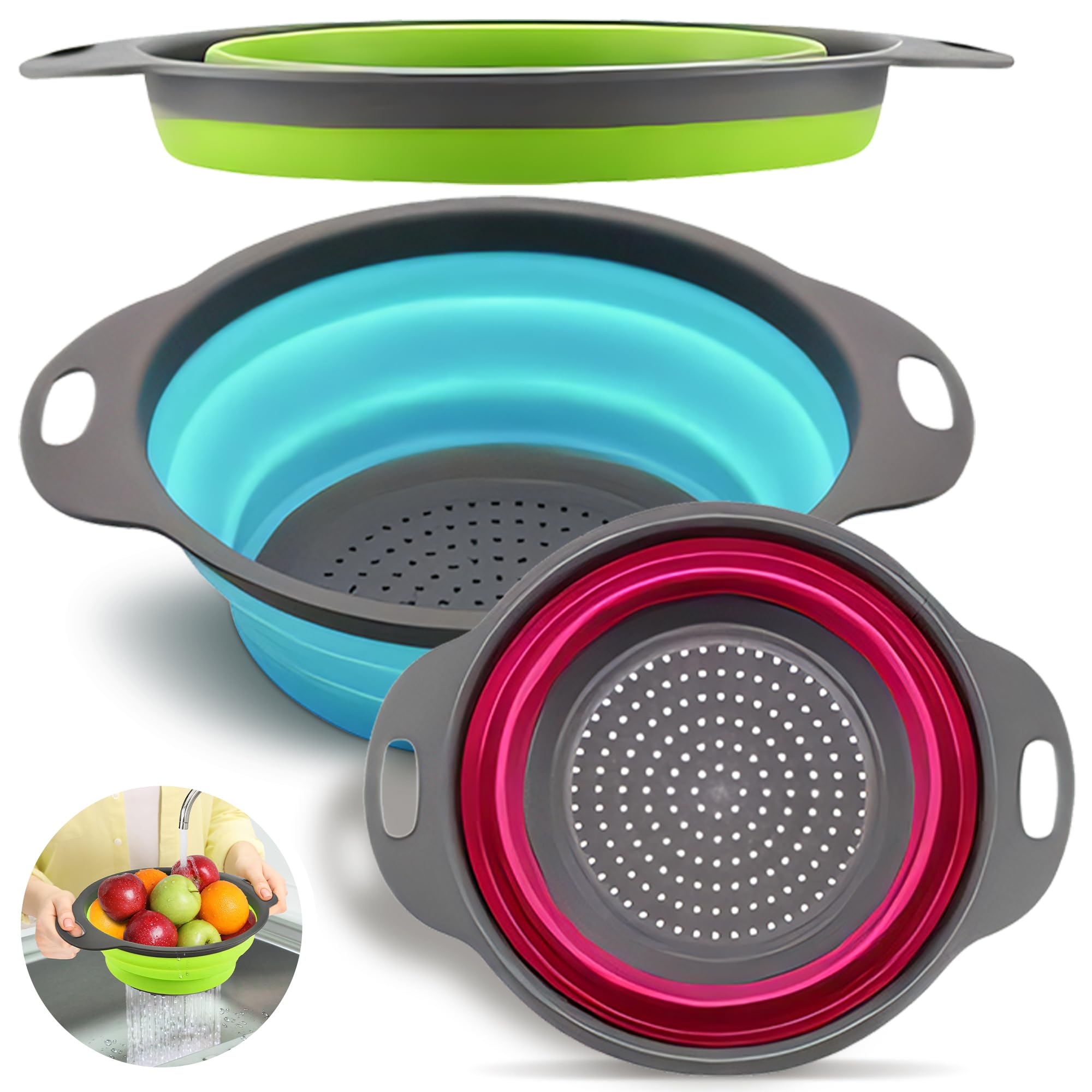 Trendsettings compact collapsible strainer for drawers folds flat when stored