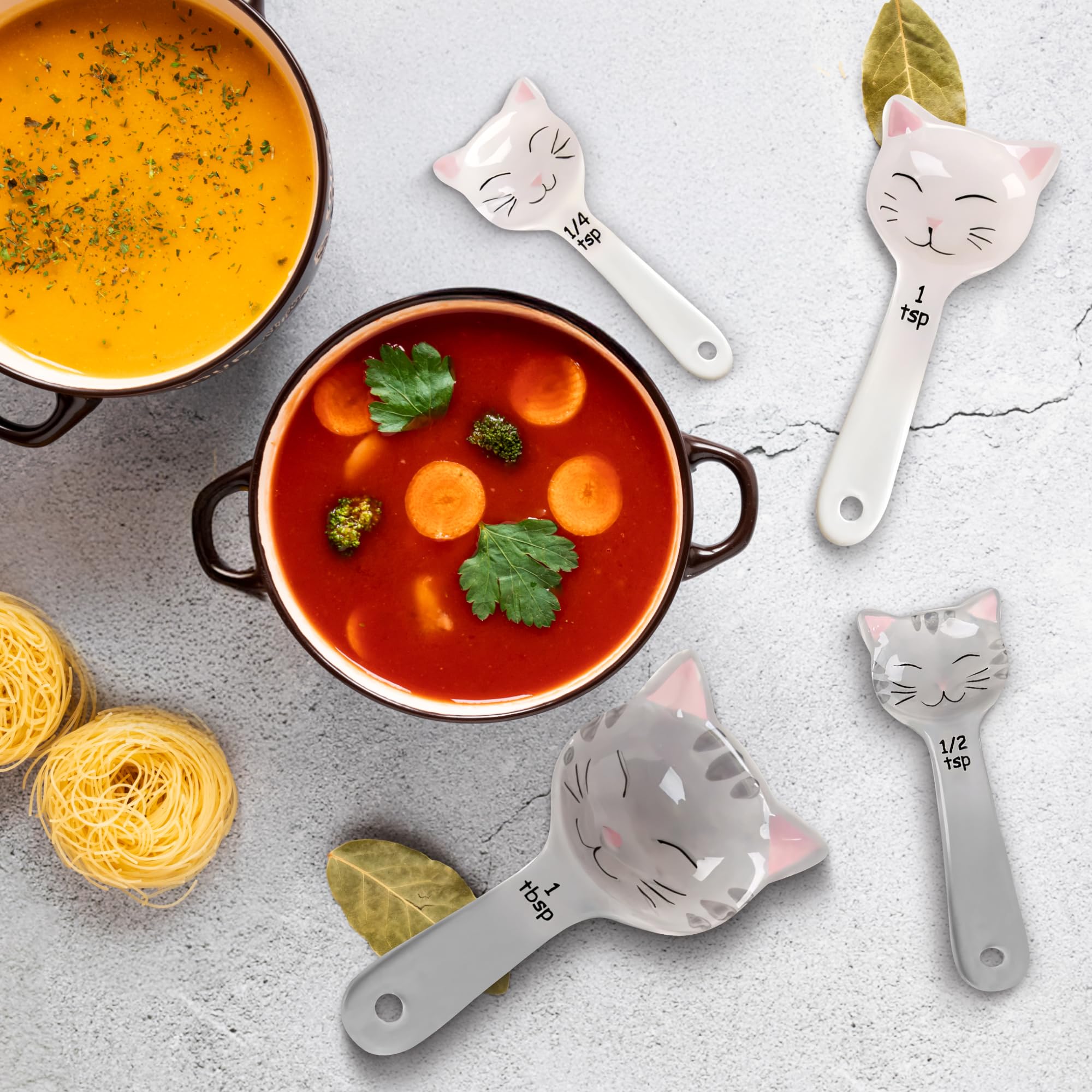 Trendsettings kitchen decor with cat spoons adds whimsy to baking.