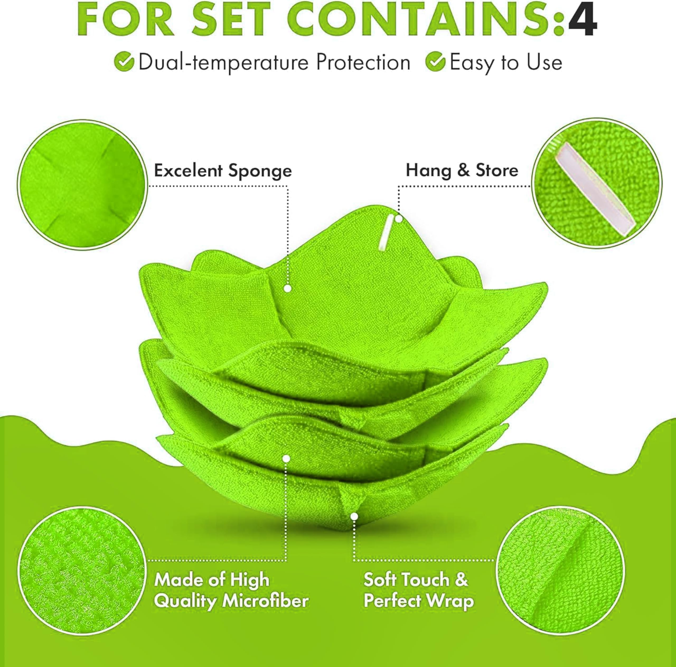 Trendsettings green bowl warmer doubles as a safe trivet after microwaving