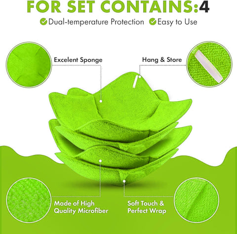 Trendsettings green bowl warmer doubles as a safe trivet after microwaving