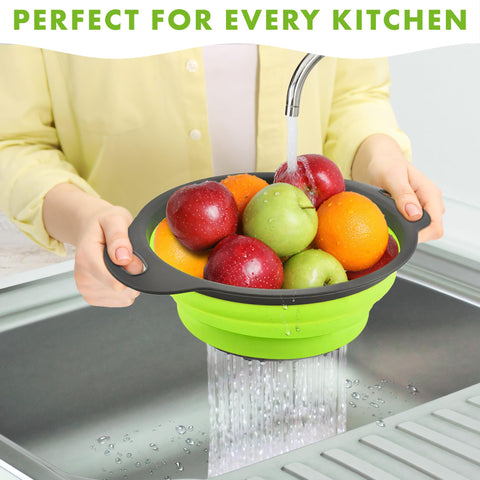 Trendsettings over-sink collapsible large colander enhances bulk rinsing