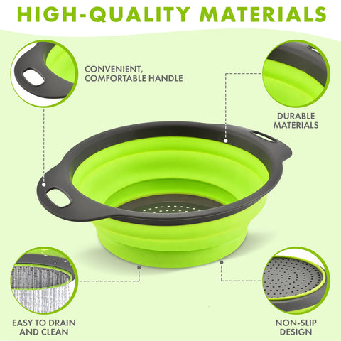 Trendsettings silicone collapsible colander over-sink blue fits most sinks for quick prep