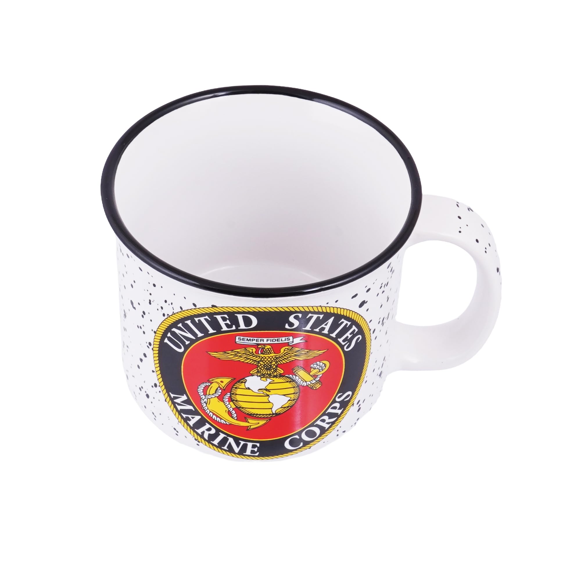 Trendy Zone 21 eagle globe anchor artwork on a white ceramic mug.