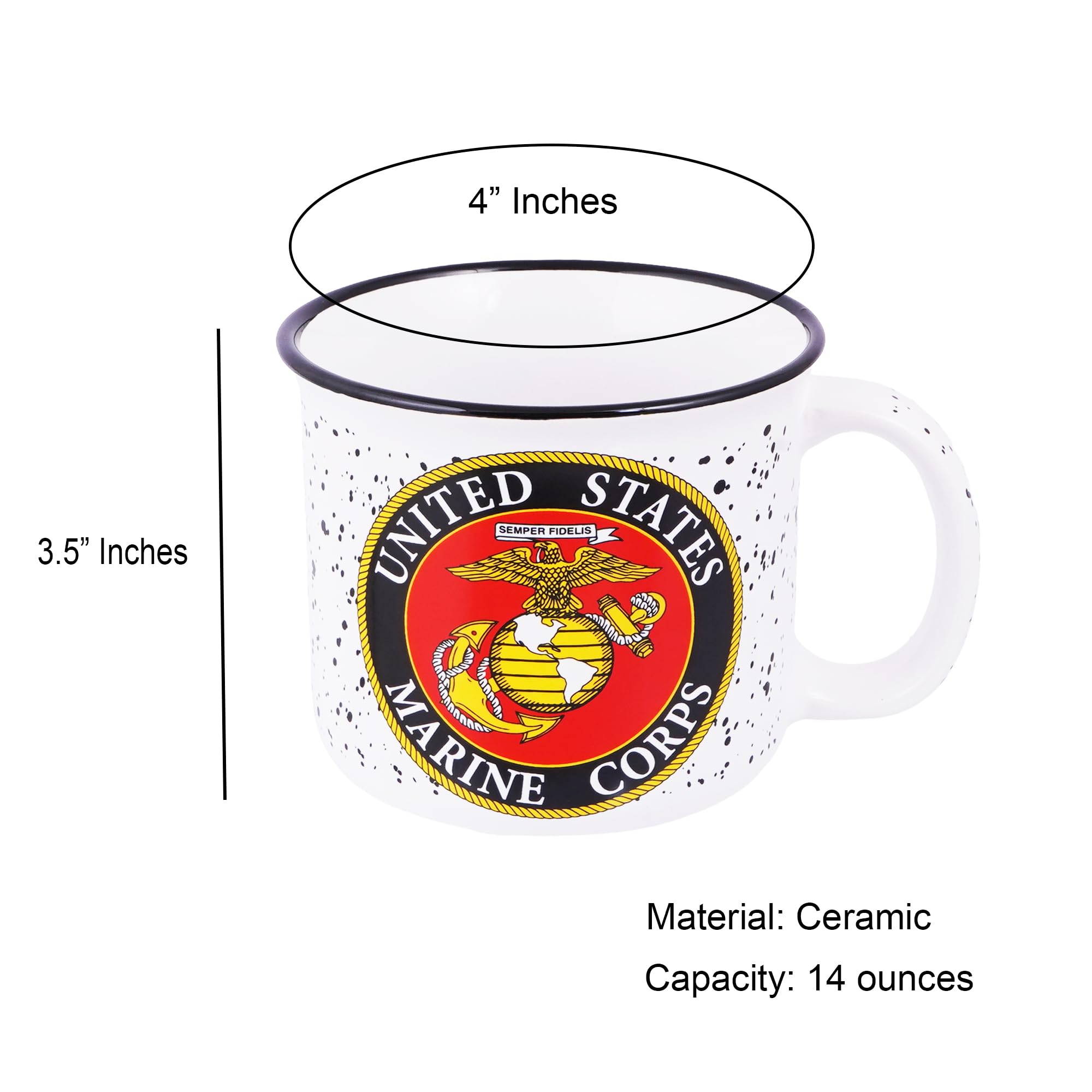 Trendy Zone 21 USMC emblem mug with detailed crest for a distinguished desk look.