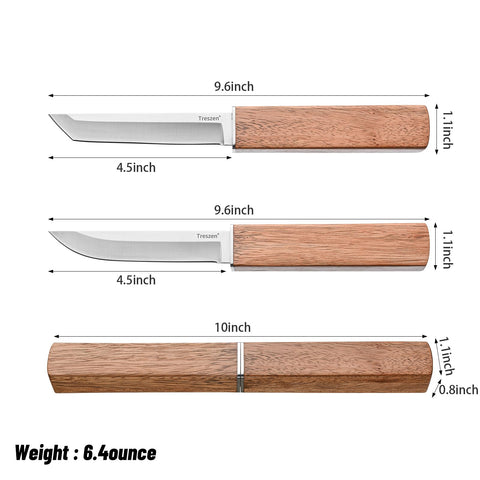 Treszen double knife set ergonomic handle reduces hand fatigue during prep.