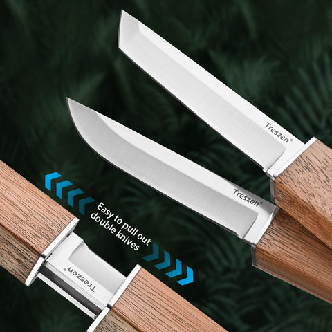 Treszen double knife set slicing vegetables for versatile prep.