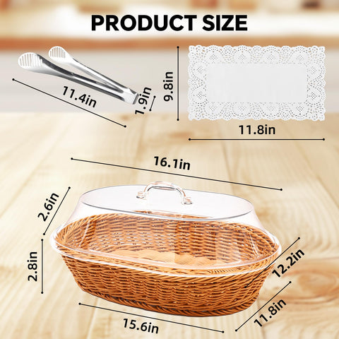 Trez Treamer rattan baskets with acrylic lids keep bread fresh and elegant