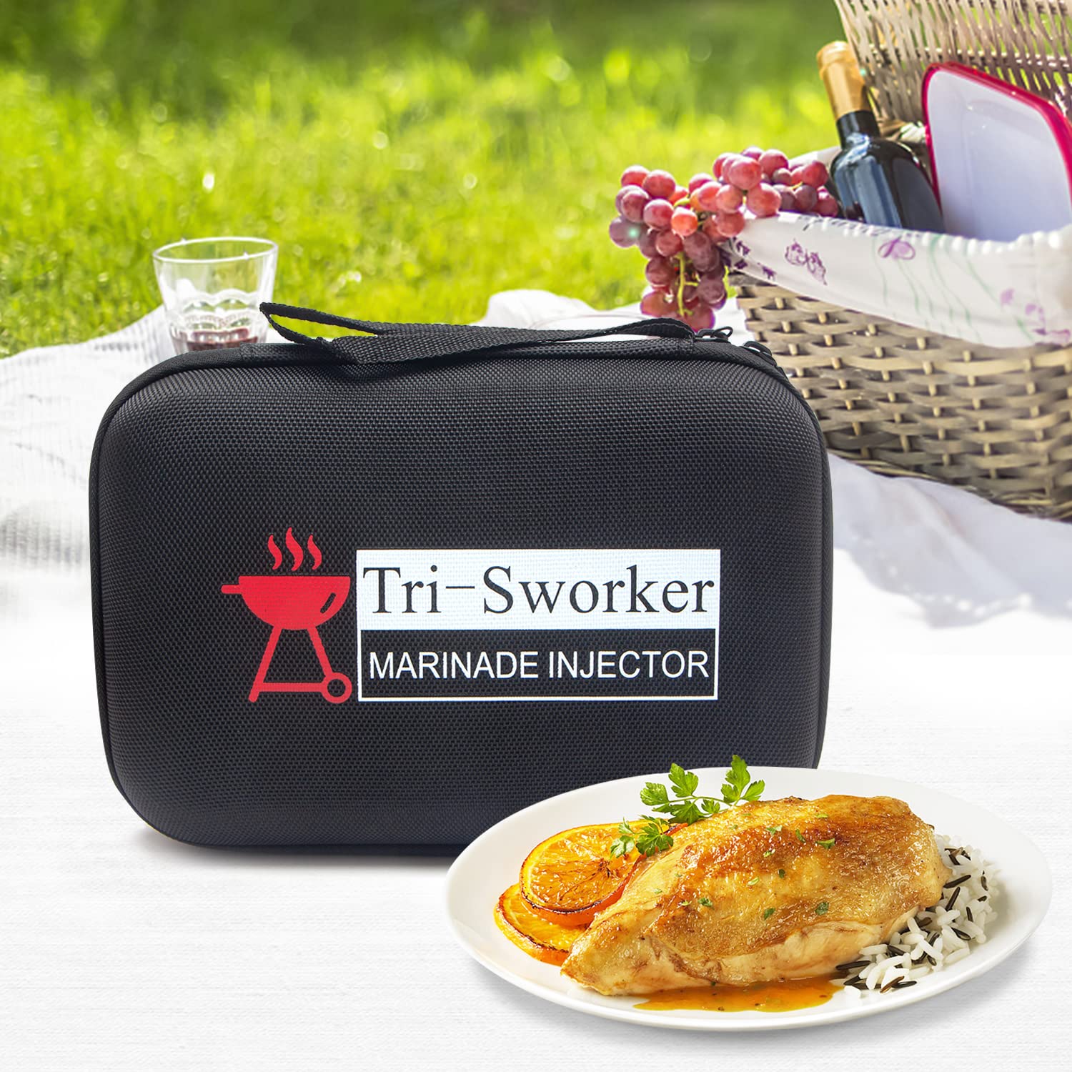 Tri-Sworker brisket injector for juicy, evenly marinated beef.