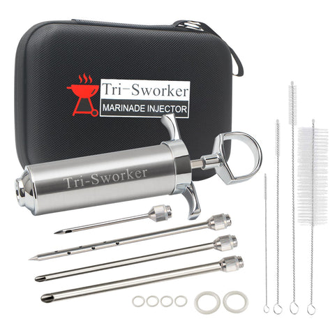 Tri-Sworker meat injector case keeps the kit organized for travel.