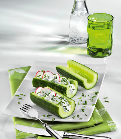 Triangle corer shows dual cutting widths for versatile fruit prep.