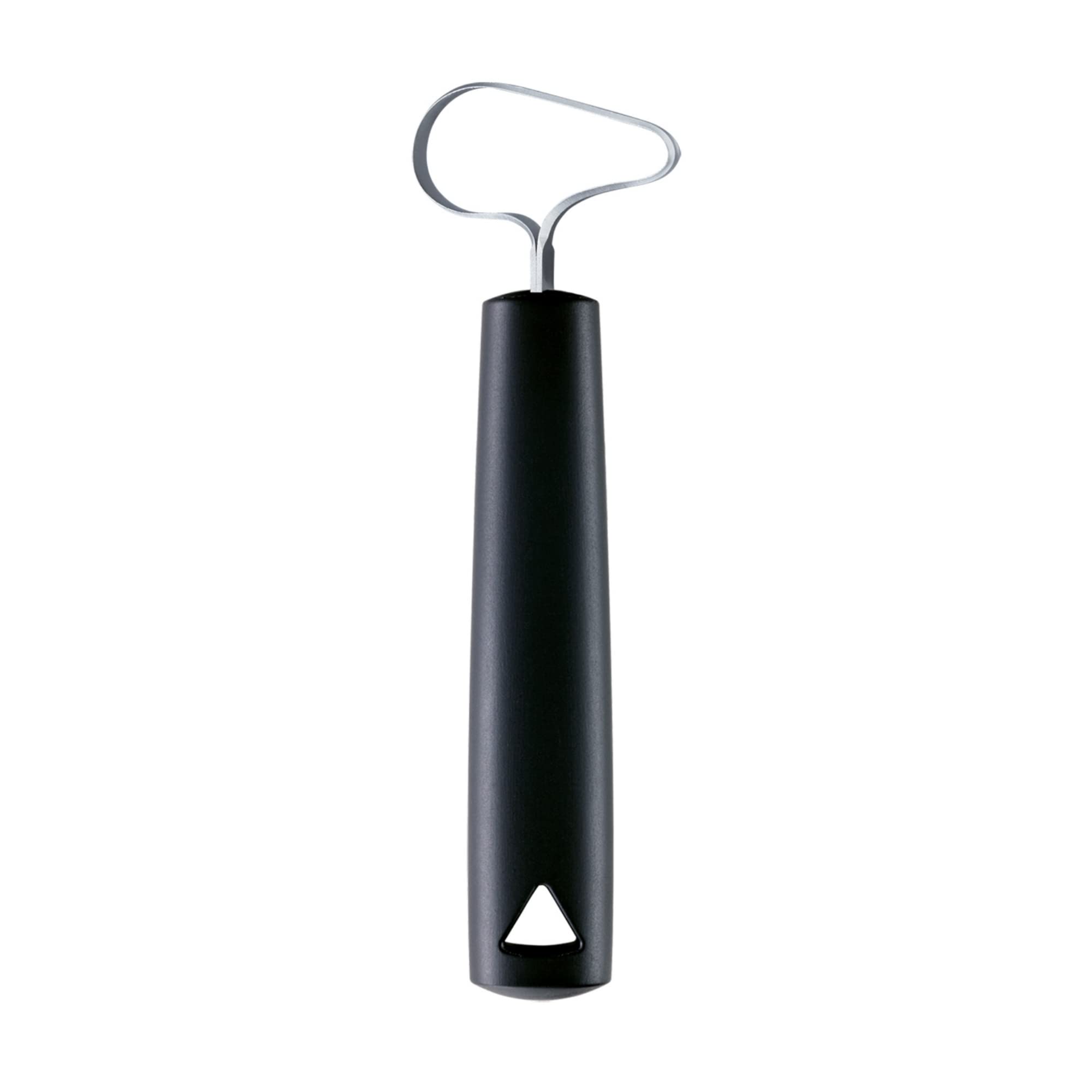Triangle fruit and vegetable corer with ultra-sharp blade for clean cores.