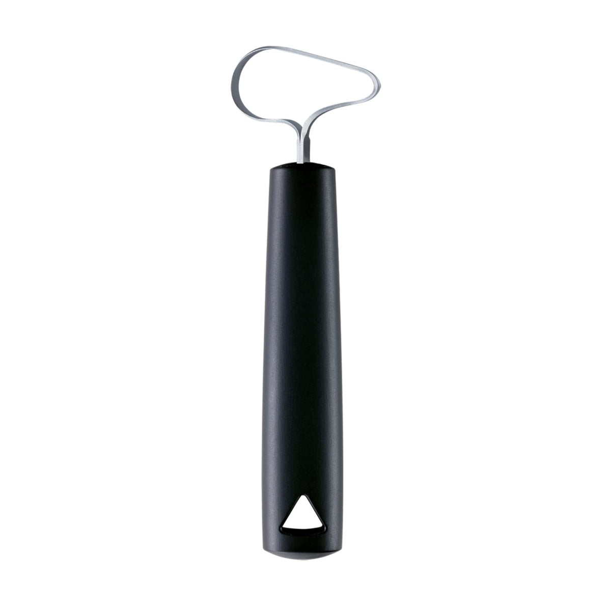 Triangle fruit and vegetable corer with ultra-sharp blade for clean cores.