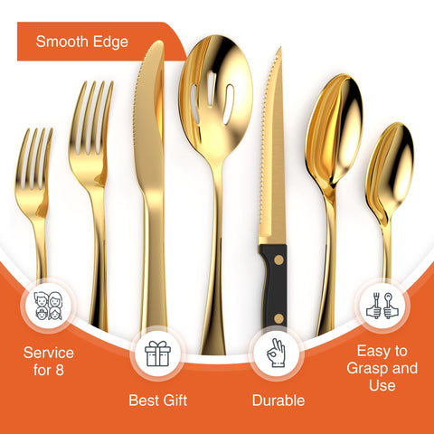 Tribal Cooking polished finish gold flatware enhances everyday and special occasions