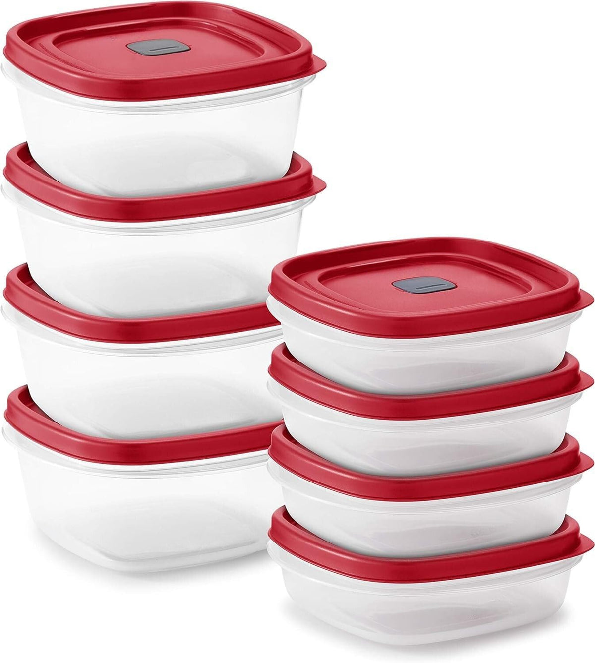 Tribello 16-piece storage set with red vented lids for easy reheating and organized kitchen