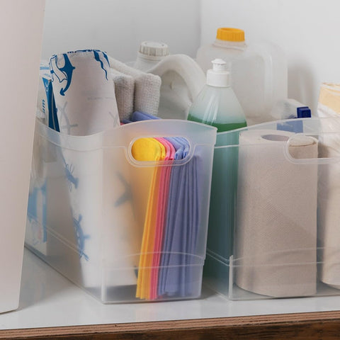 Tribello narrow storage bin open design with handles for easy transport