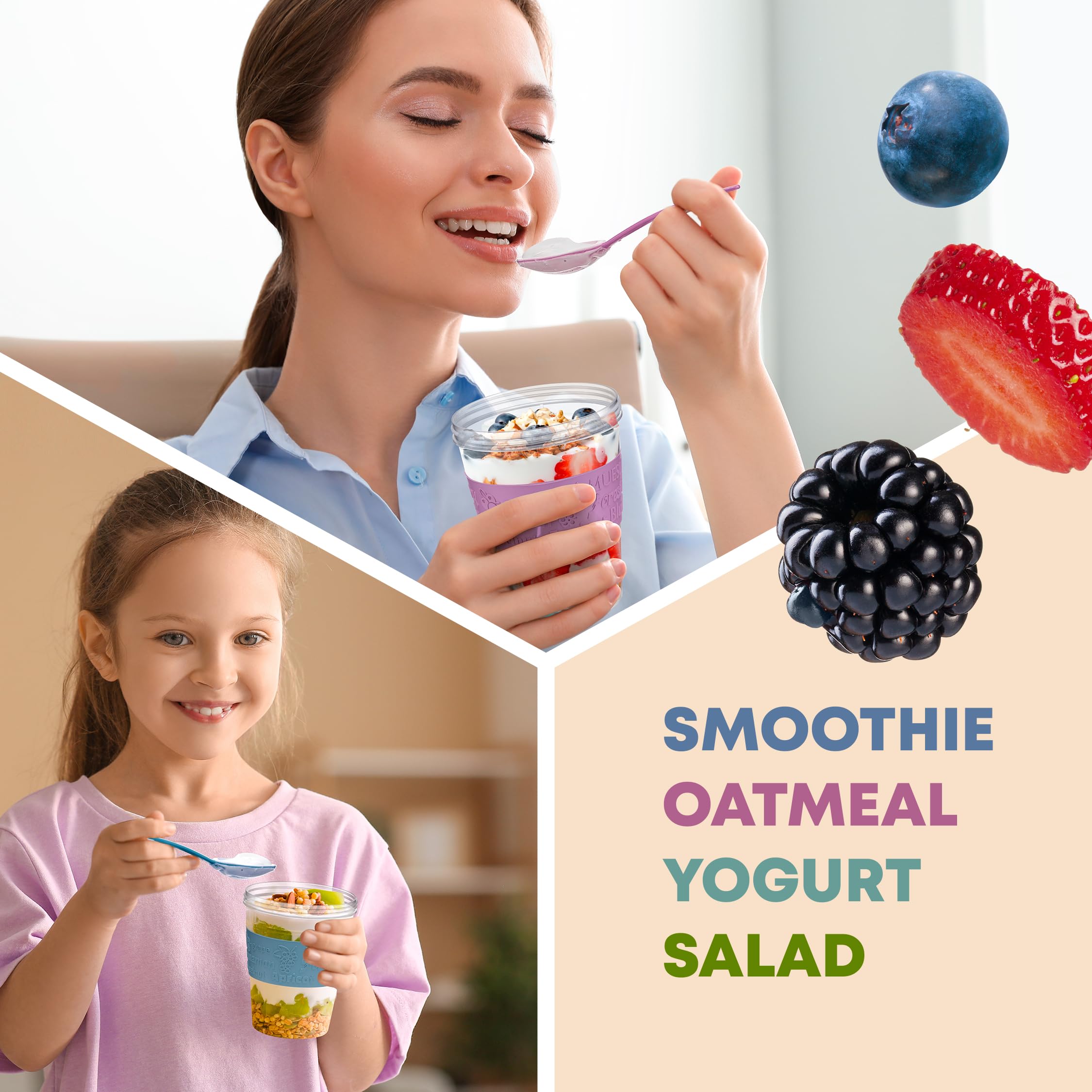 Tribello parfait cups 4-color pack showcases White, Pink, Blue, Tea.
