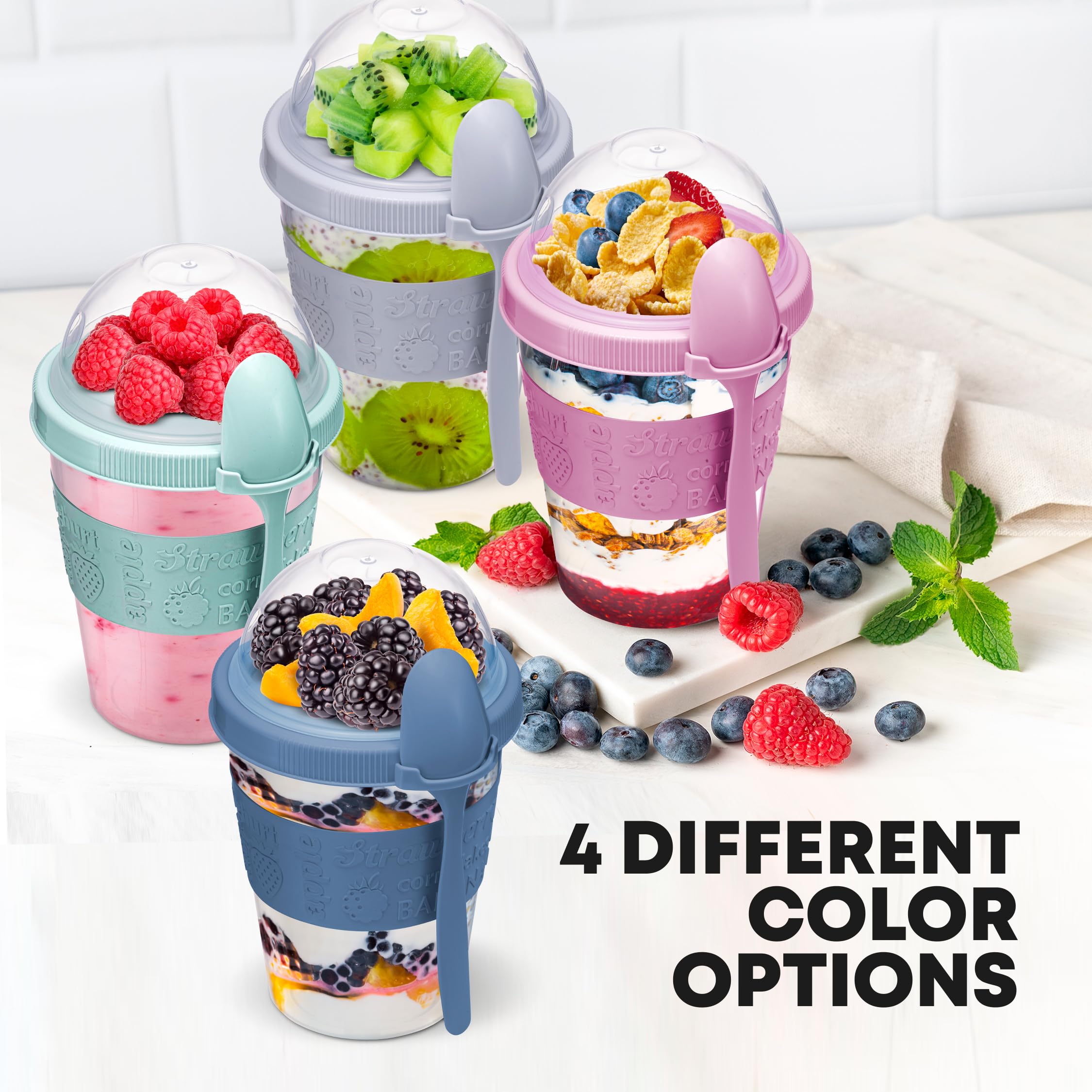 Tribello parfait cups dishwasher and microwave safe for easy cleanup.