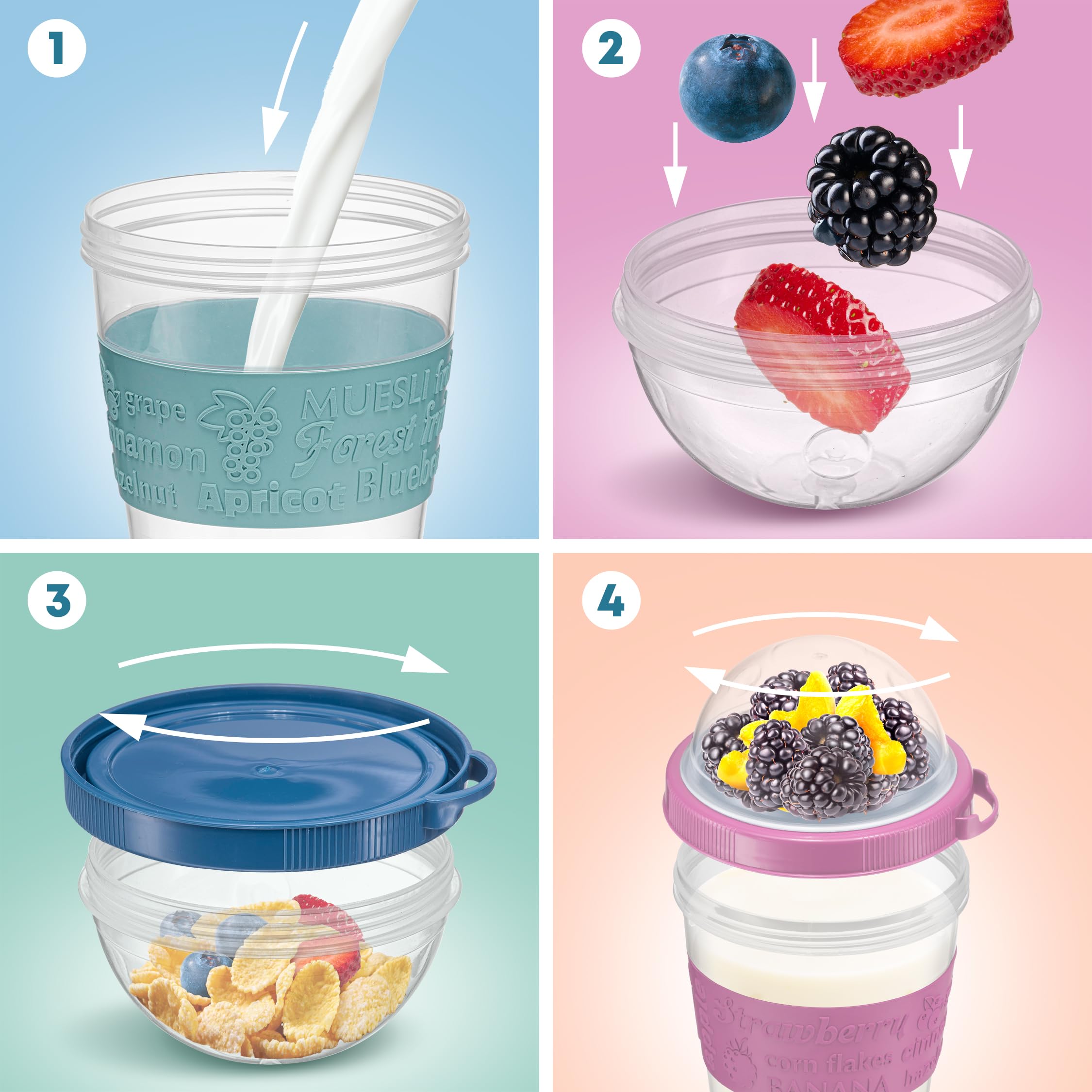 Tribello parfait cups engraved rubber sleeve adds stylish grip.