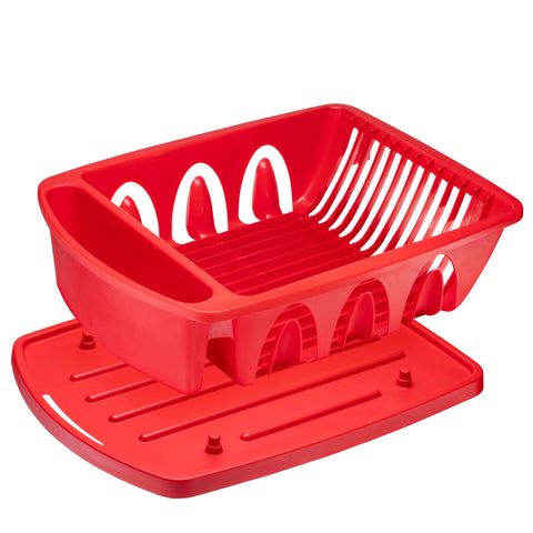 Tribello sink drying rack in red adds color and keeps dishes dry