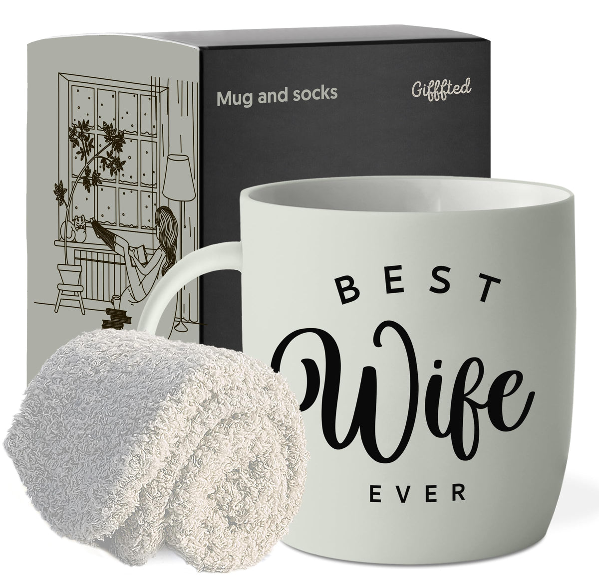 Triple Gifffted Best Wife Ever mug front view with dual-sided message for daily appreciation