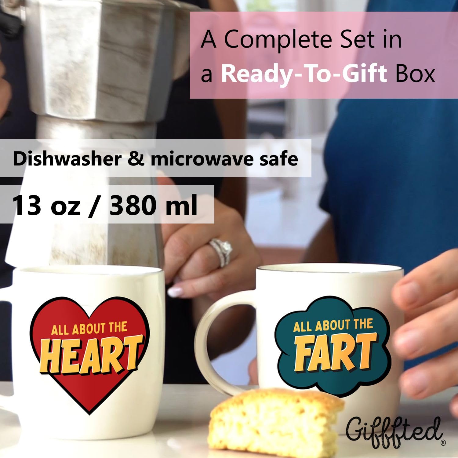 Triple Gifffted couple mug set, ideal gift for weddings and anniversaries.