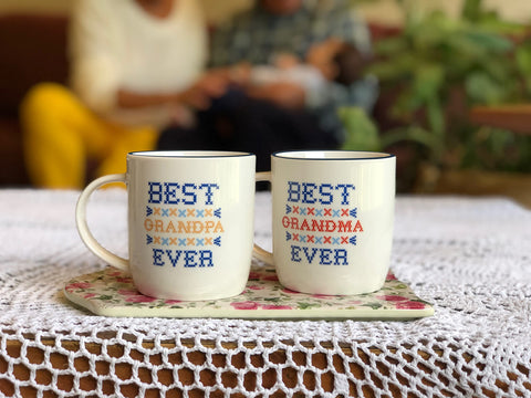 Triple Gifffted gift box set of grandparents mugs