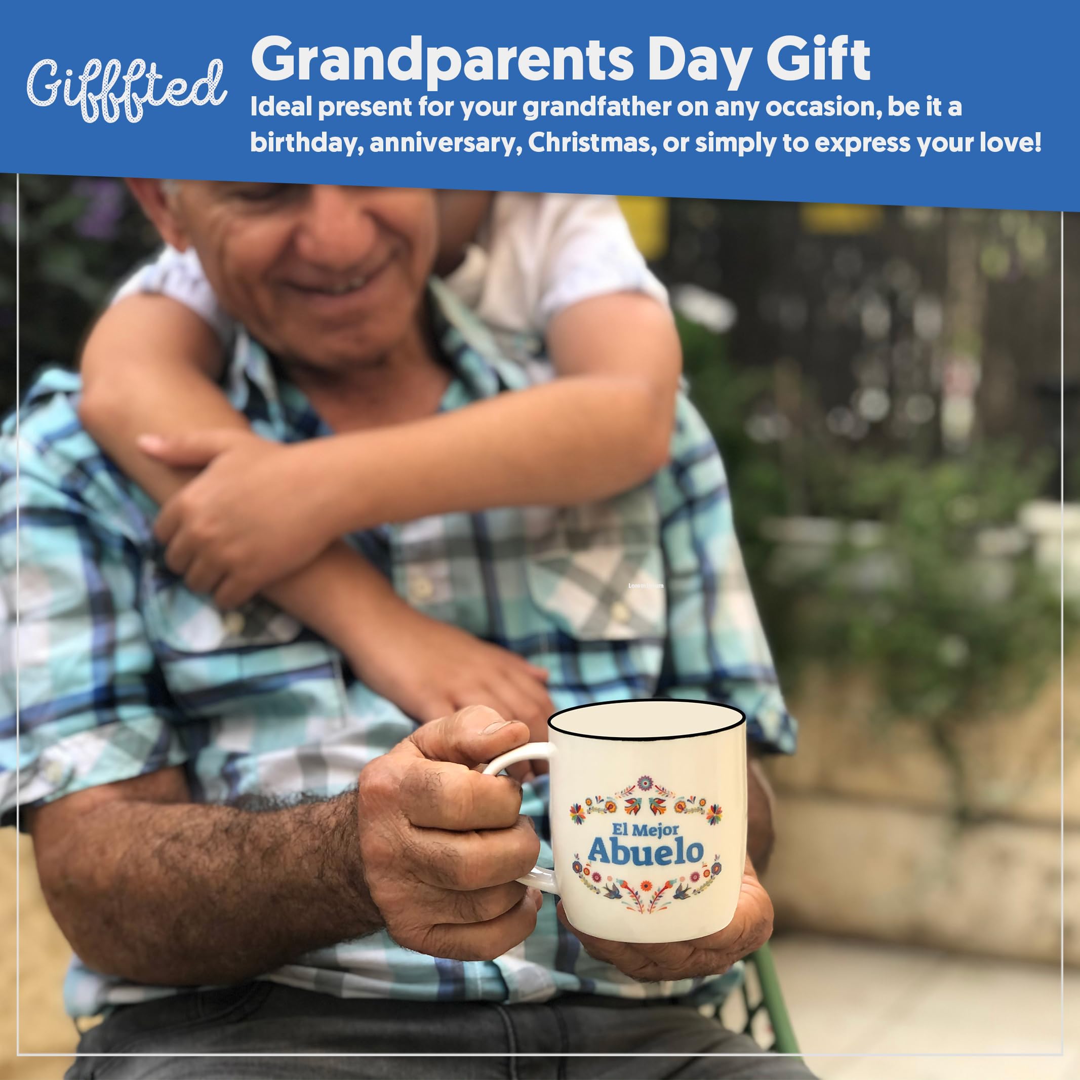 Triple Gifffted mug with Spanish Abuela/Abuelo quote on surface