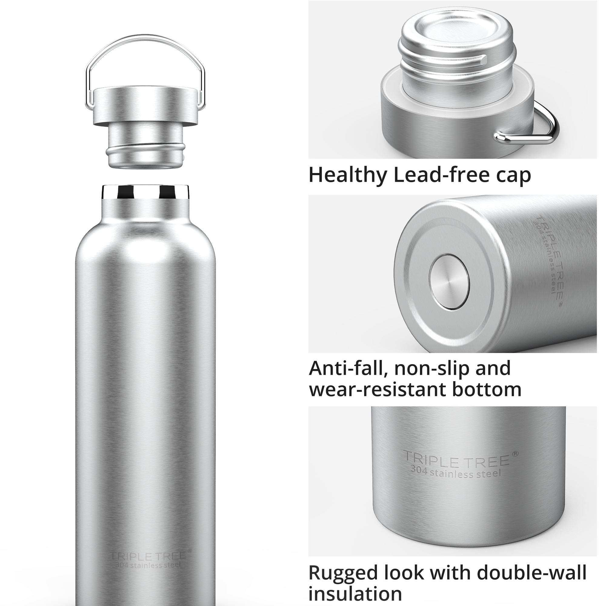 Triple Tree 17oz bottle showcasing scratch-resistant coating and durable exterior.