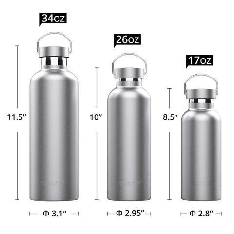 Triple Tree 34oz bottle with large side handle enables easy one-handed carry.