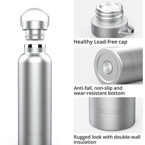 Triple Tree 34oz bottle wide mouth for easy ice filling and cleaning.