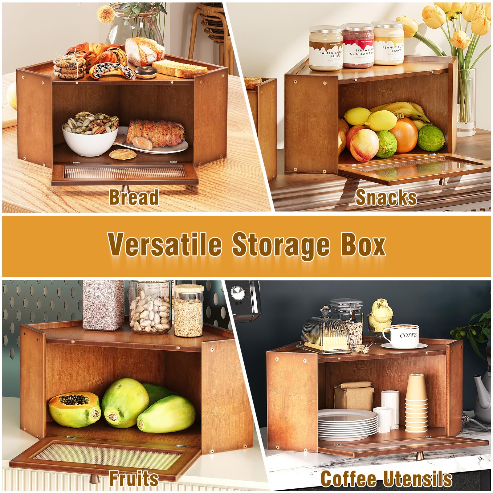 Trironsun bamboo bread box assembly-ready with included tools