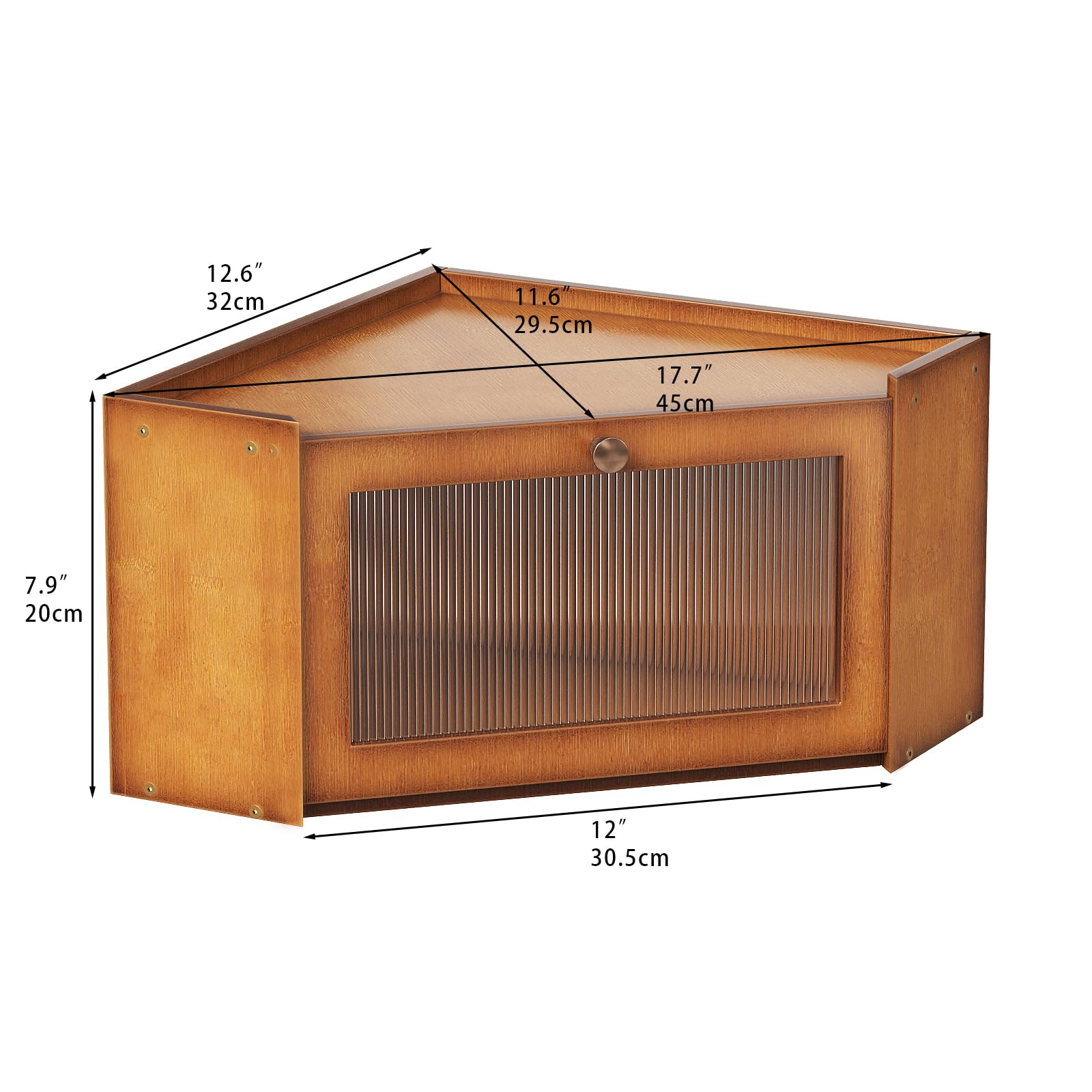 Trironsun bamboo bread box door open reveals clear content visibility