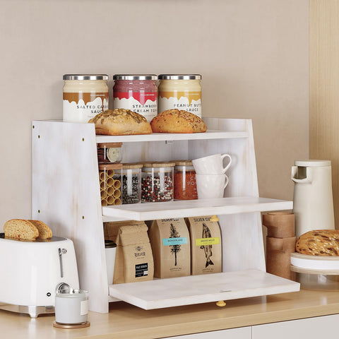 Trironsun bamboo bread box magnetic door close-up for smooth operation.