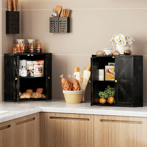 Natural bamboo bread storage keeps bread organized and accessible