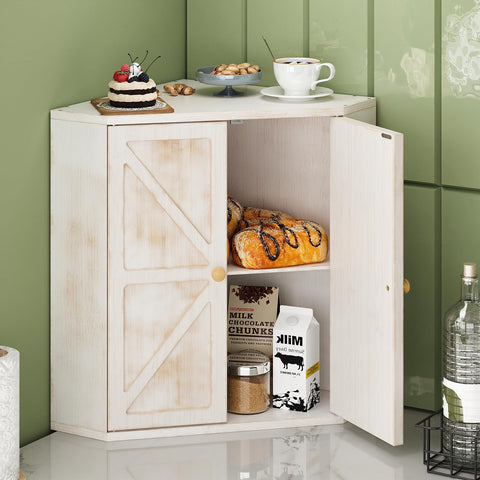 Trironsun corner bread box top view, natural bamboo adds warm kitchen vibe.