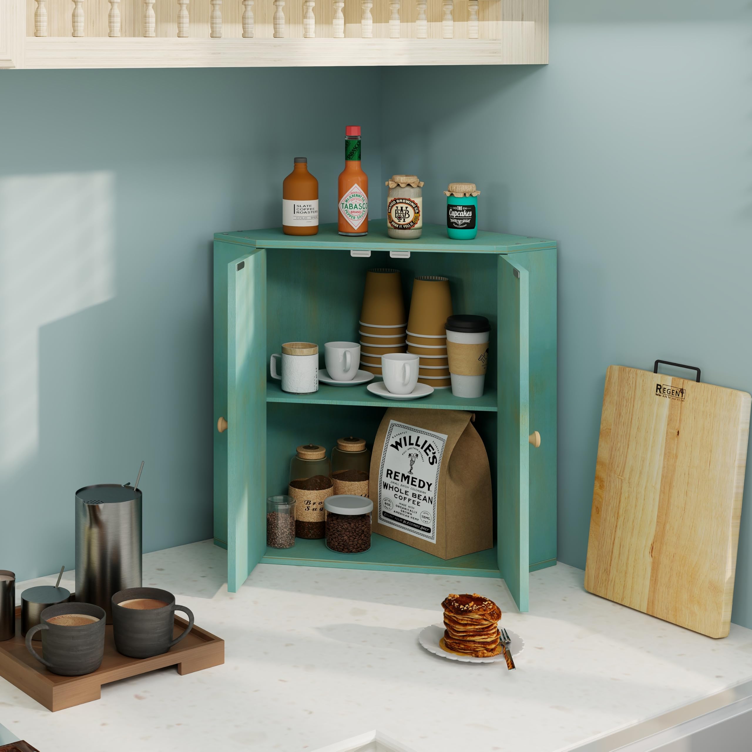 Trironsun flat-top bread box draws attention while providing extra surface for small appliances.
