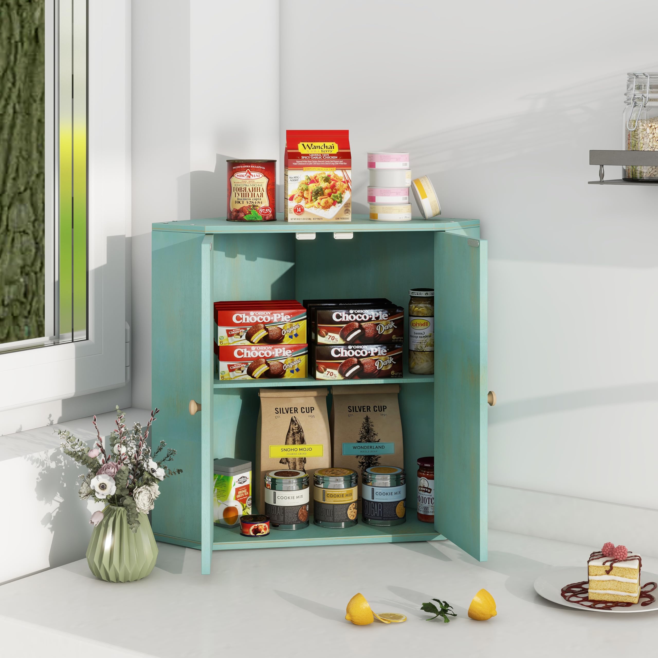 Trironsun kitchen organizer keeps counter tidy with secure, easy-to-use storage.