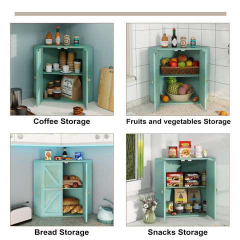 Trironsun space-saving corner unit frees countertop while hiding bread staples.
