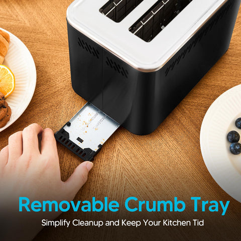 Trisiko removable crumb tray keeps cleaning quick and easy